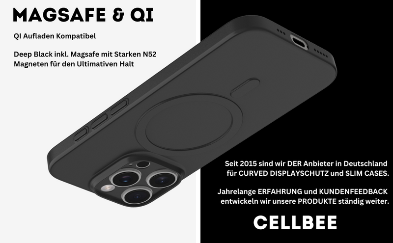 iPhone 16 Pro Hülle  – CellBee® Deep Black Case mit Magnet