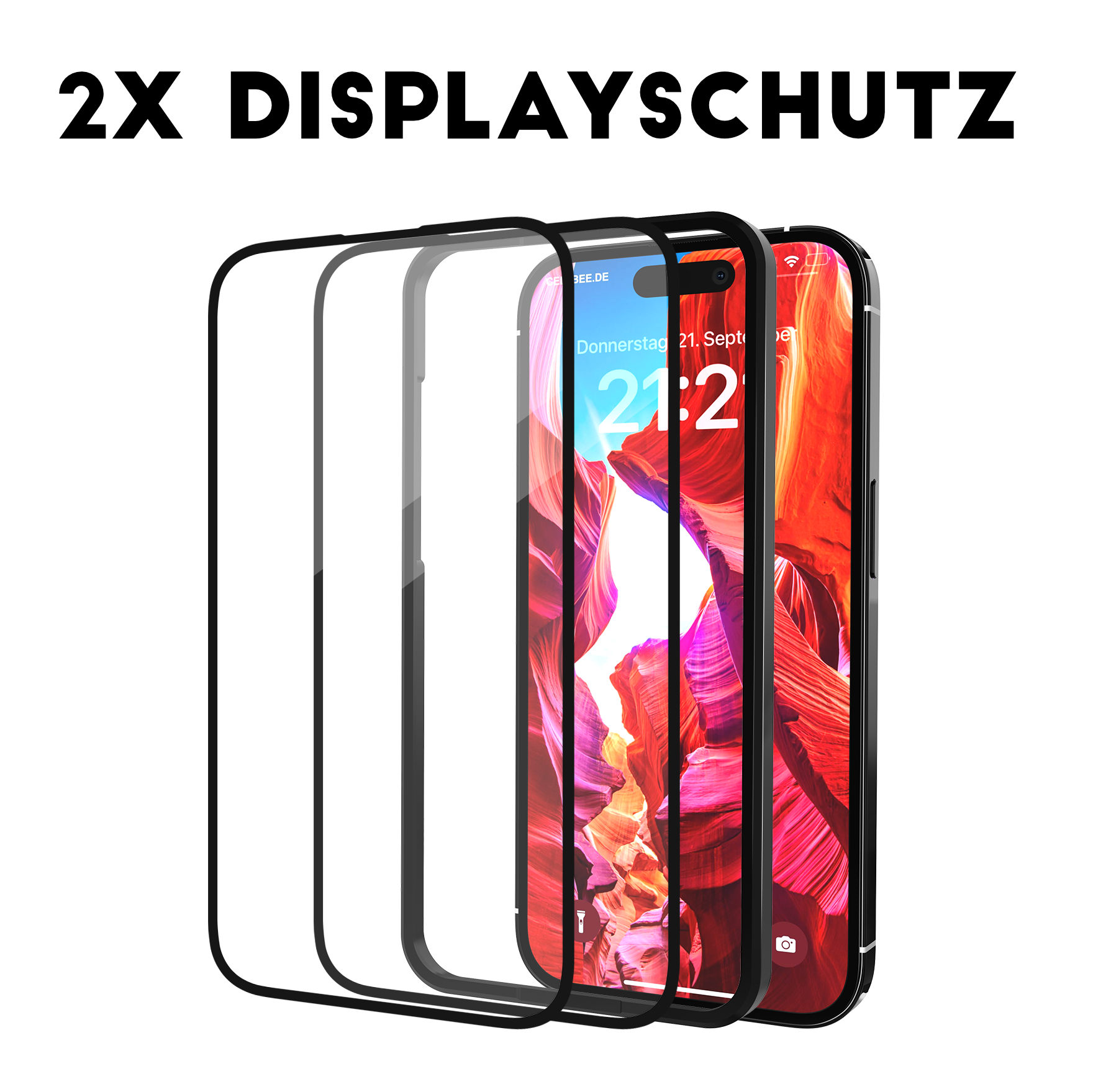 2x "The Curved" Panzerglas - iPhone 15 Pro Displayschutz in Premium Qualität.