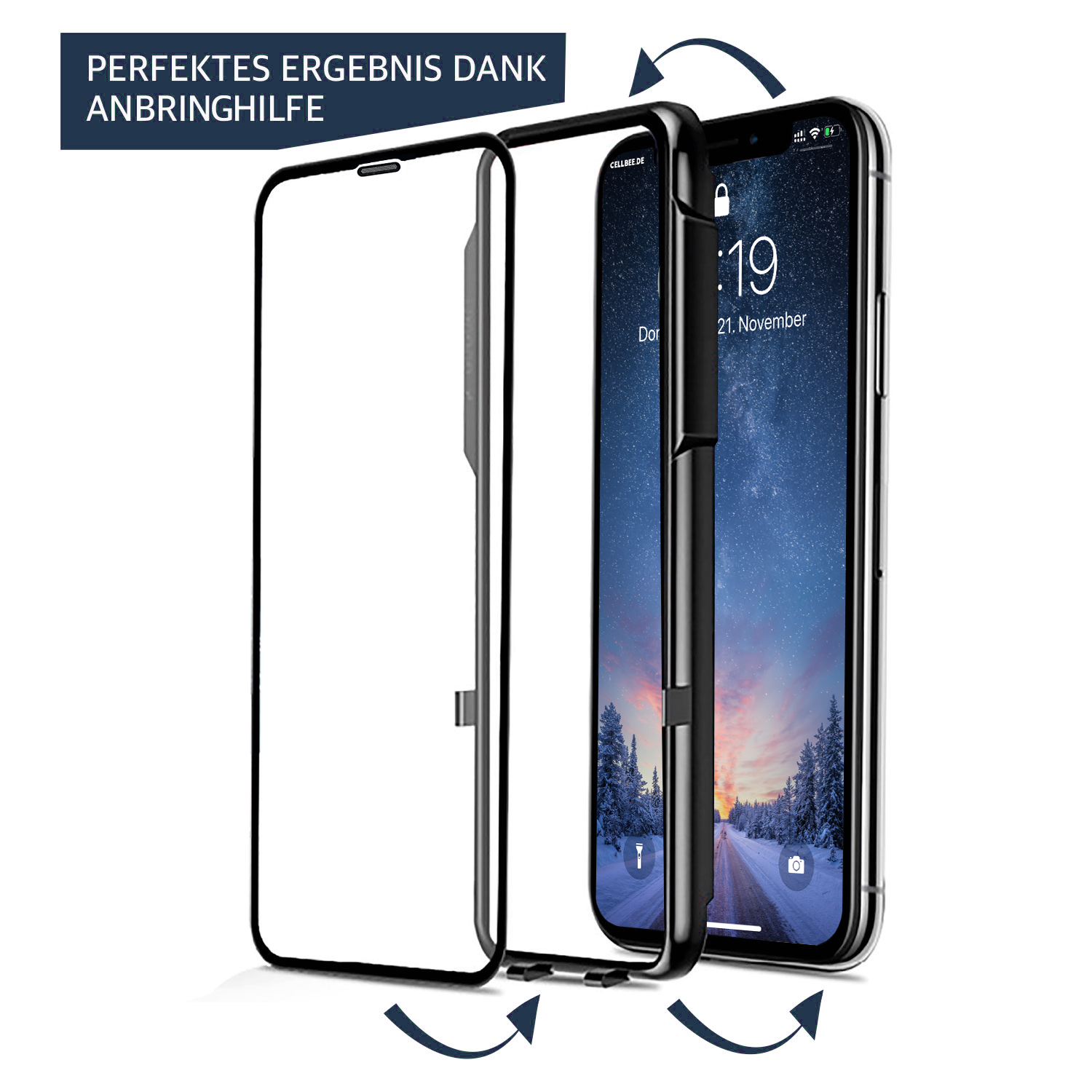 <transcy>"the Curved" with mesh cover - iPhone XS Max screen protector</transcy>