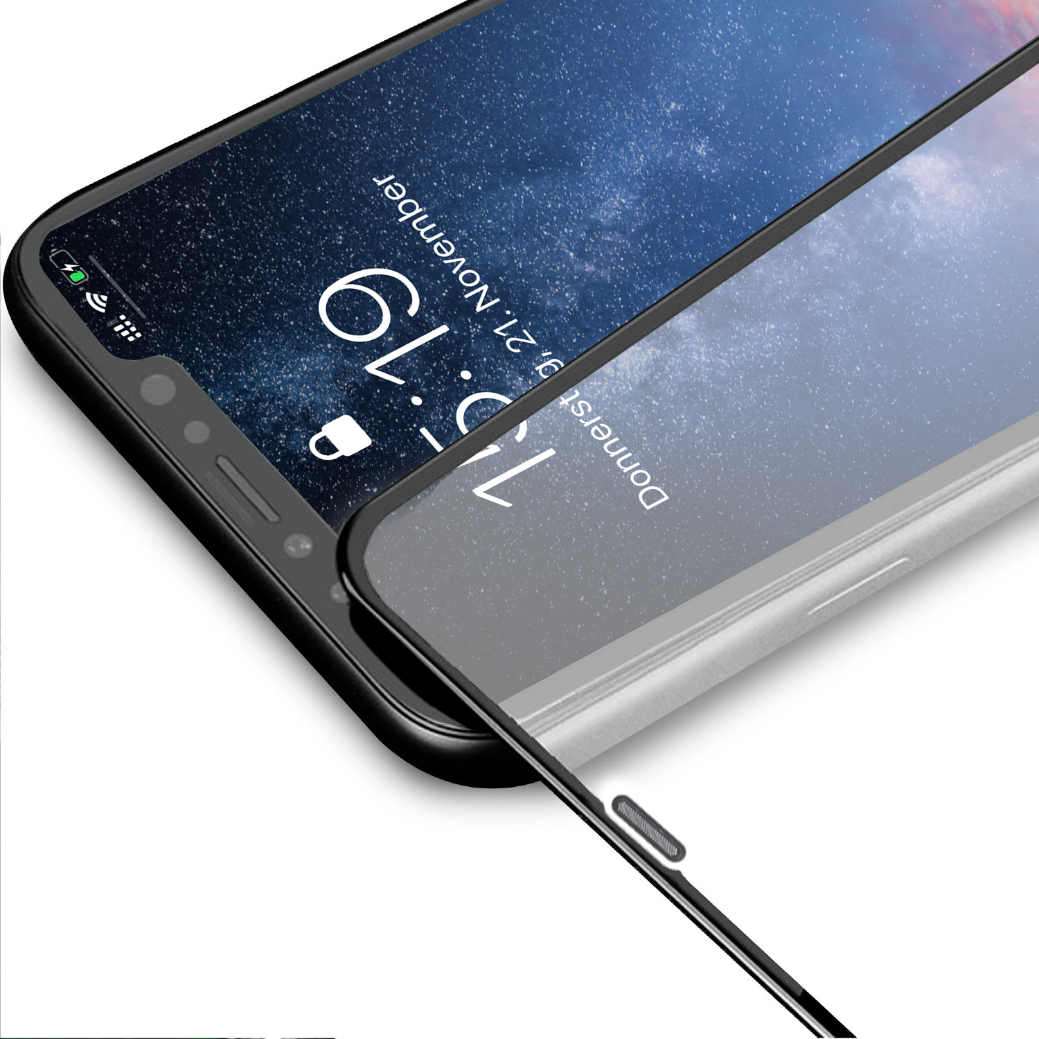 <transcy>"the Curved" with mesh cover - iPhone X / XS screen protector</transcy>