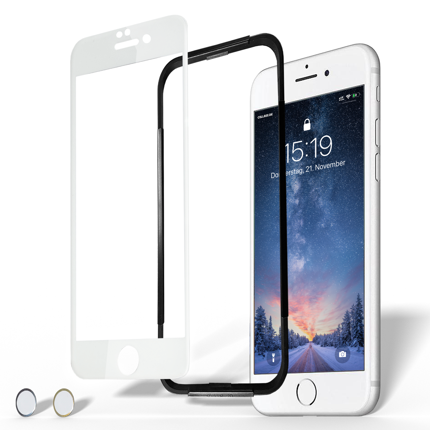 <transcy>iPhone 7/8 screen protector + home button - "the Curved" white</transcy>