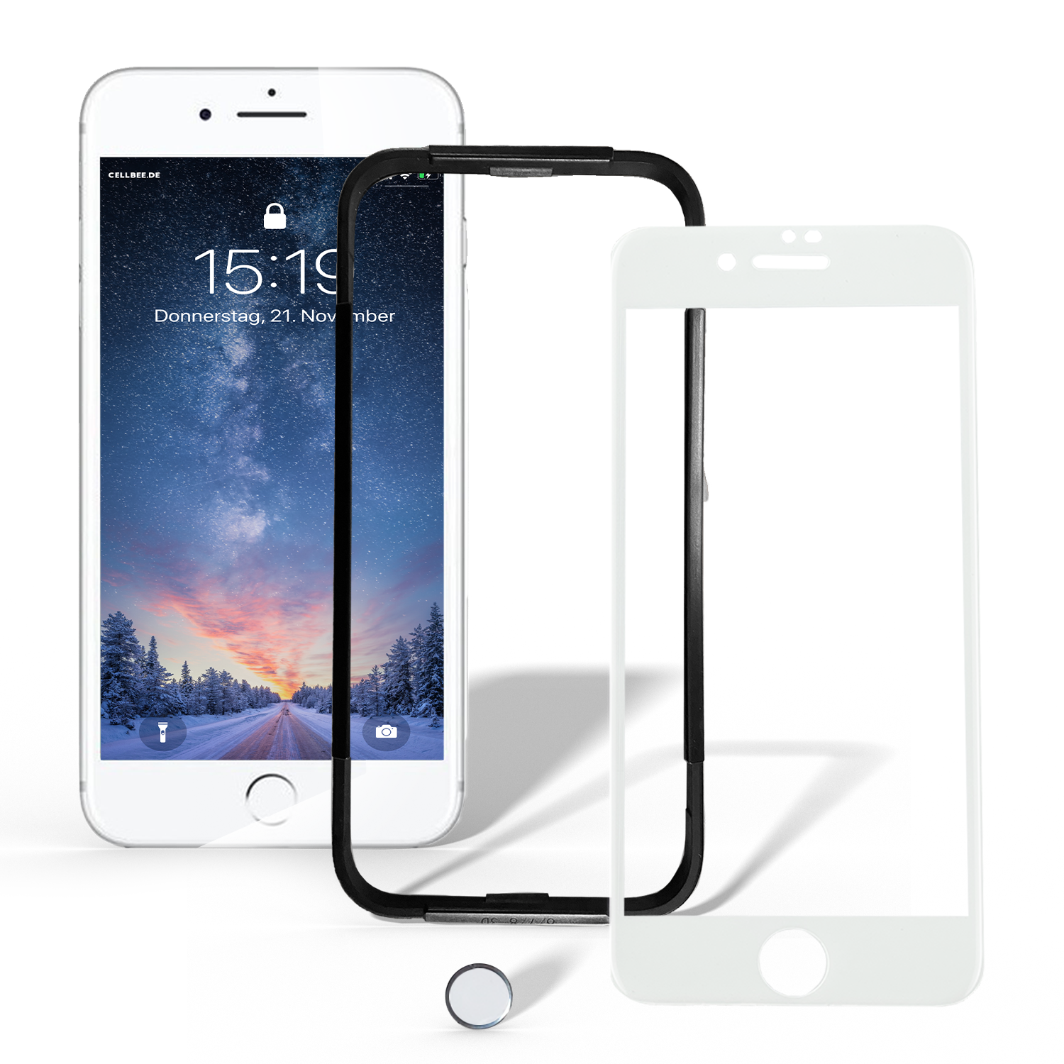 iPhone 7/8 Plus Displayschutz + Homebutton - "the Curved" Weiß