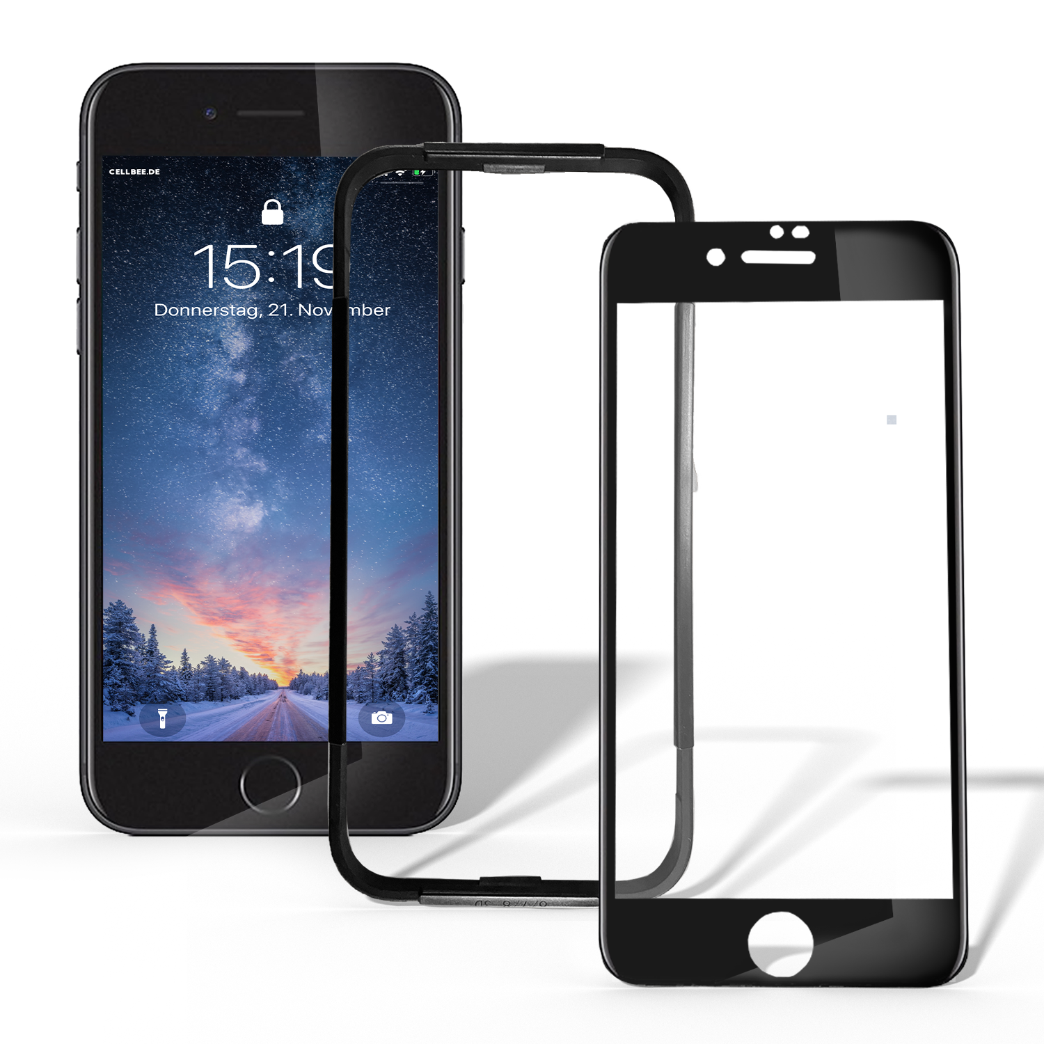 iPhone 6/6S Displayschutz + Homebutton - "the Curved" schwarz